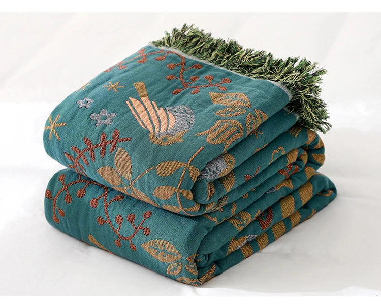 Boho Muslin Gauze Throw Blanket – Tassel Sofa Cover & Bedspread for Home, Adults & Kids