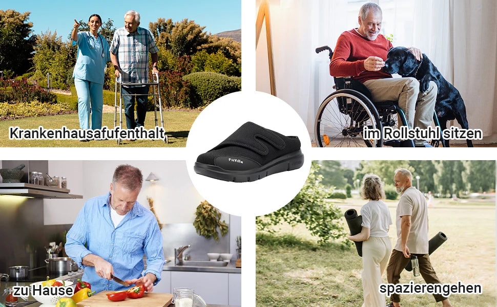 Men's Extra Wide Diabetic Half Slippers – Adjustable Lightweight for Swollen Feet & Plantar Fasciitis