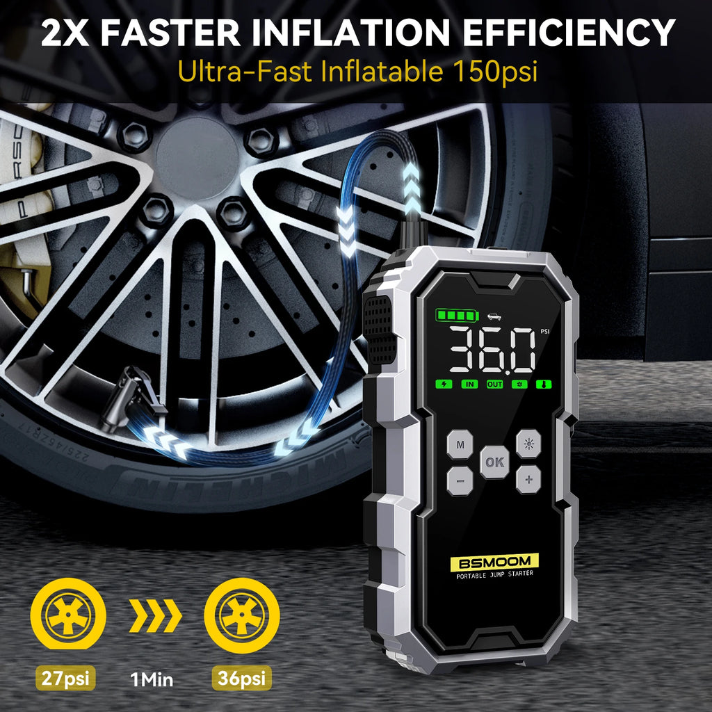 BIUBL 7000A Car Jump Starter with Air Compressor — 30000mAh Power Bank, 12V, Multi-Function