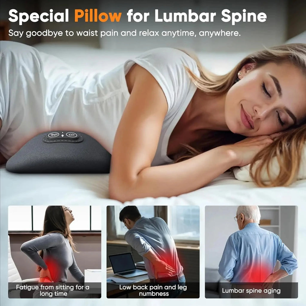 Heating Vibration Back Pillow Massager – Lumbar Support Cushion for Sleep & Maternity