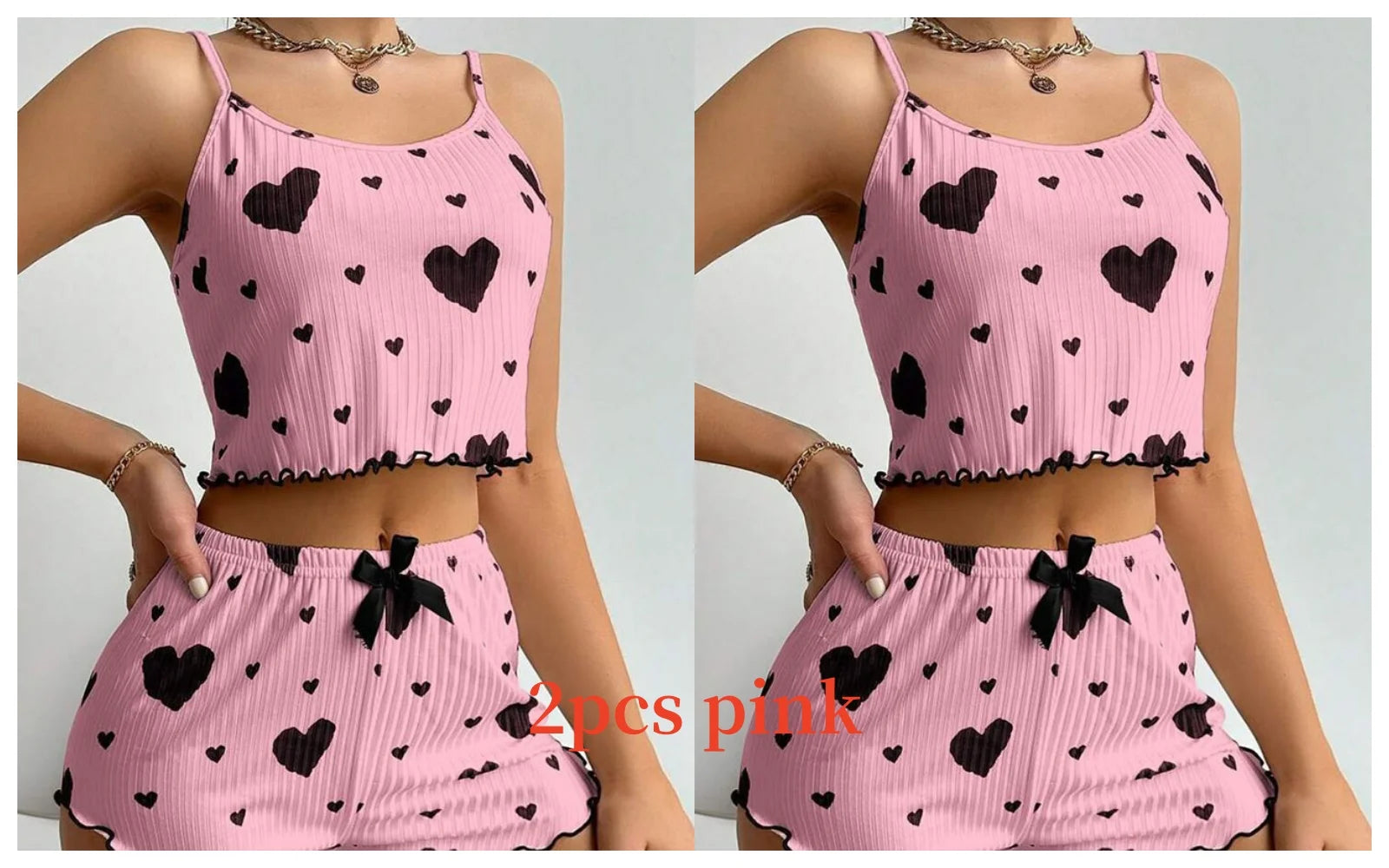 Women's 2-Piece Tank Top & Shorts Pajama Set | Soft Casual Love Print Sleepwear