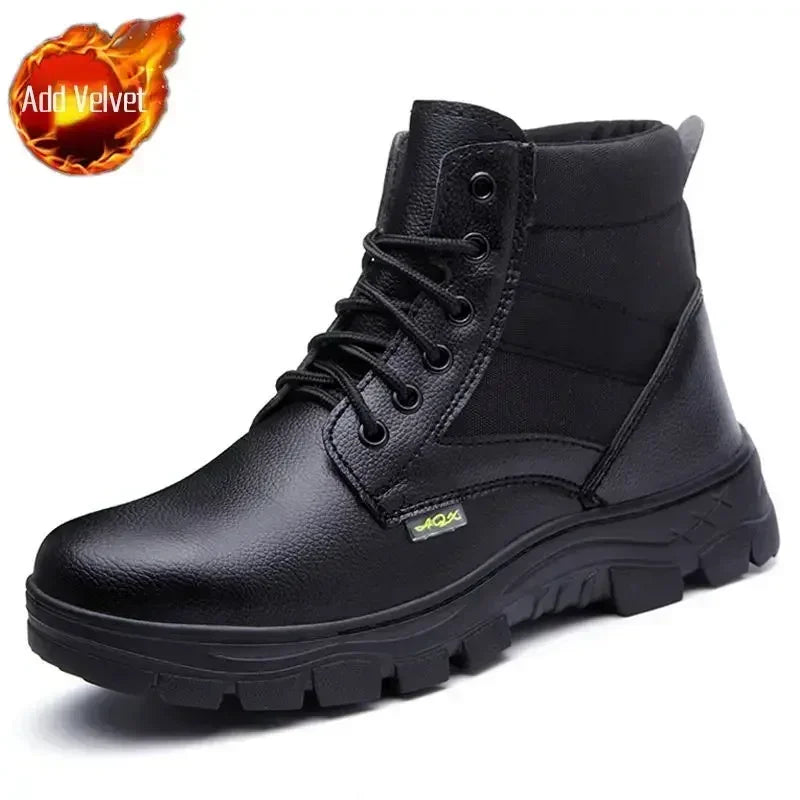 Men's Retro Leather Ankle Boots — Lace-Up Microfiber Business Booties with Rubber Sole