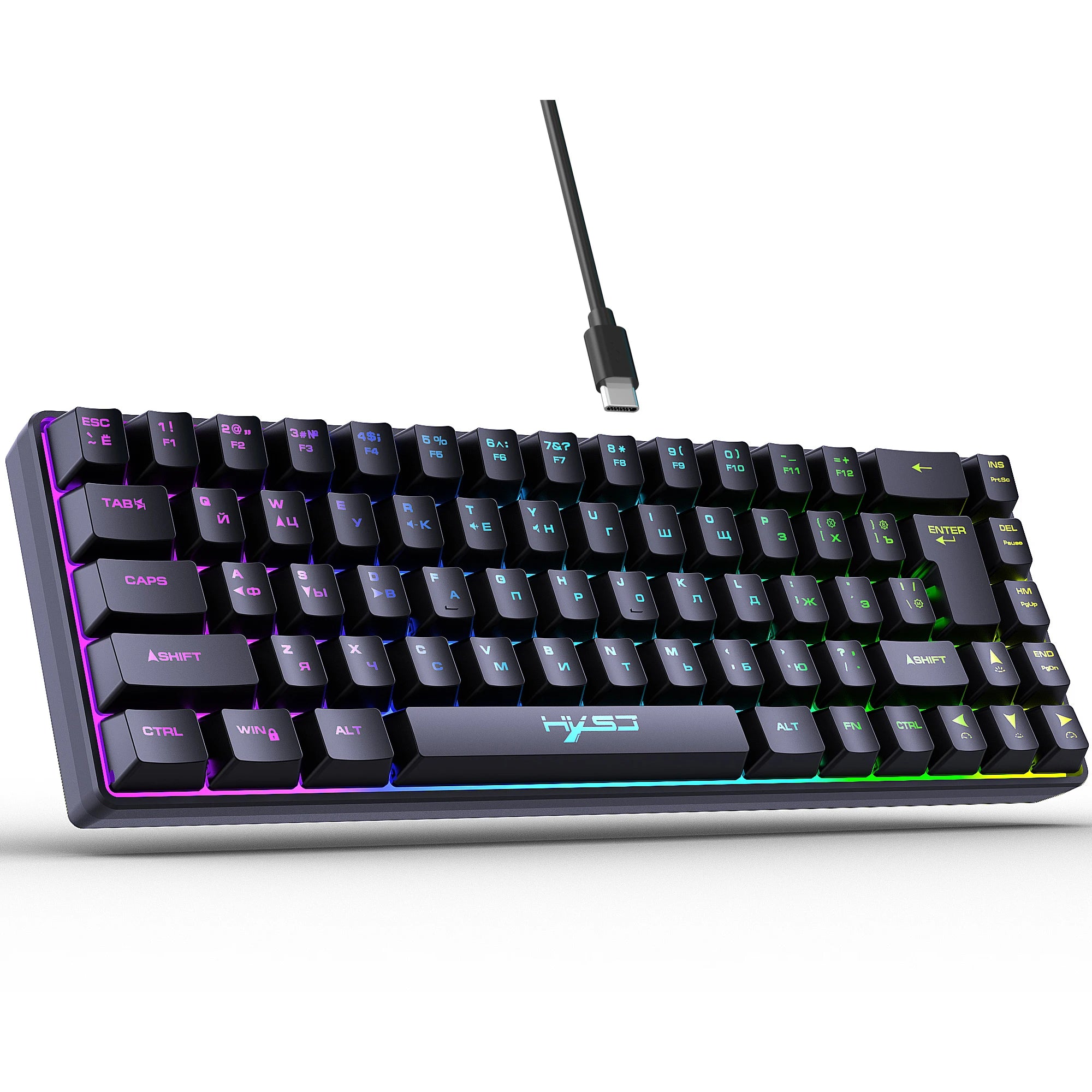 68-Key RGB Gaming Keyboard — USB Wired, 20 Backlight Modes, Multi-Language Layout for PC & Laptop