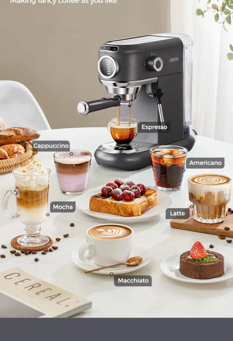 Cafelffe 4-in-1 Coffee Maker – 19 Bar Espresso Machine, Dolce Gusto & Nespresso Capsule, ESE Pod & Ground Coffee
