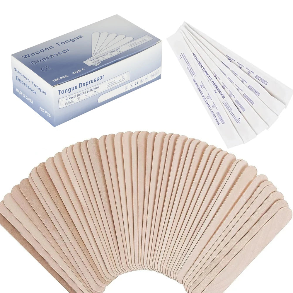 Disposable Wooden Waxing & Tattoo Sticks — Multi-Pack