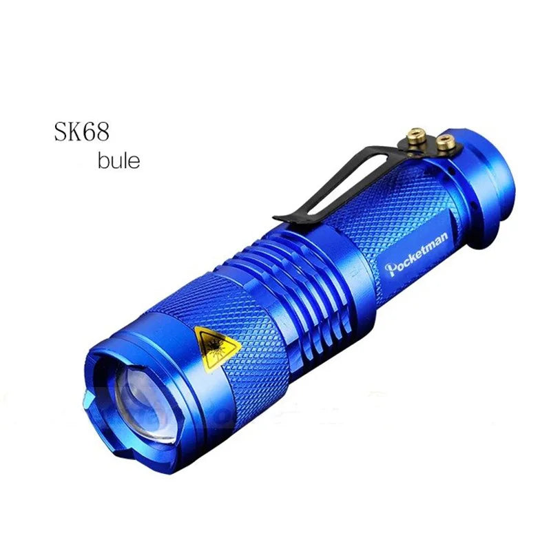 Portable LED Flashlight | Green, Blue & Red Light, Adjustable Focus, 160 Lumens, Waterproof Aluminum Pocket Torch