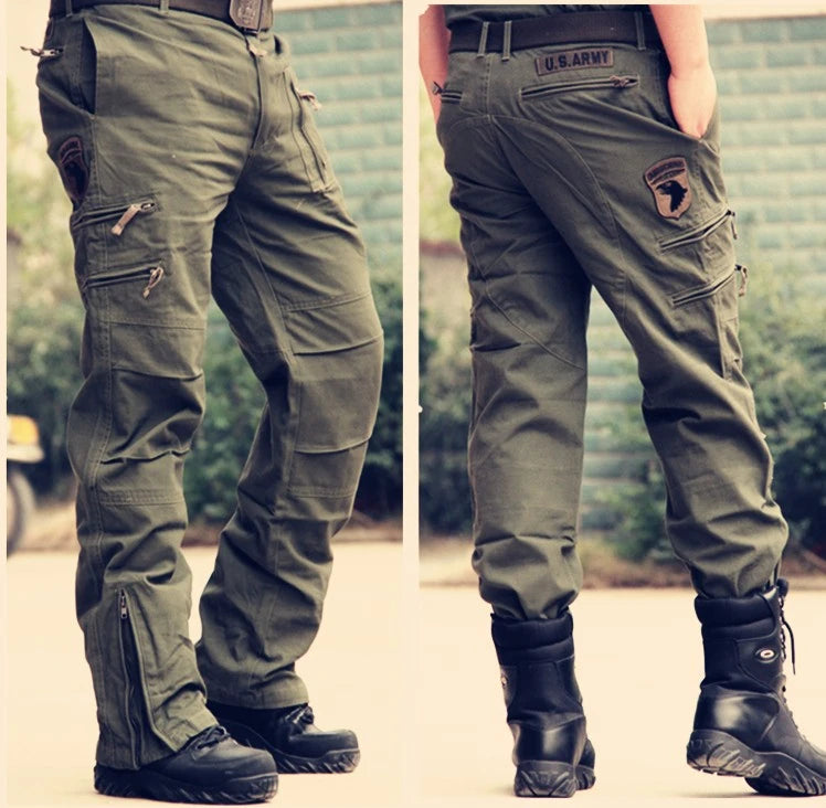 Men's Tactical Cargo Pants — Multi-Pocket Cotton Camouflage Outdoor Work Trousers