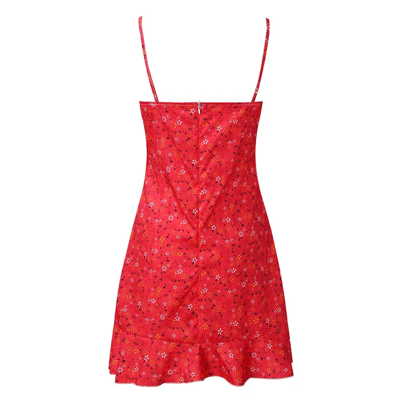 Women's Floral Camisole Mini Dress – Casual Comfortable Summer Skirt Dress