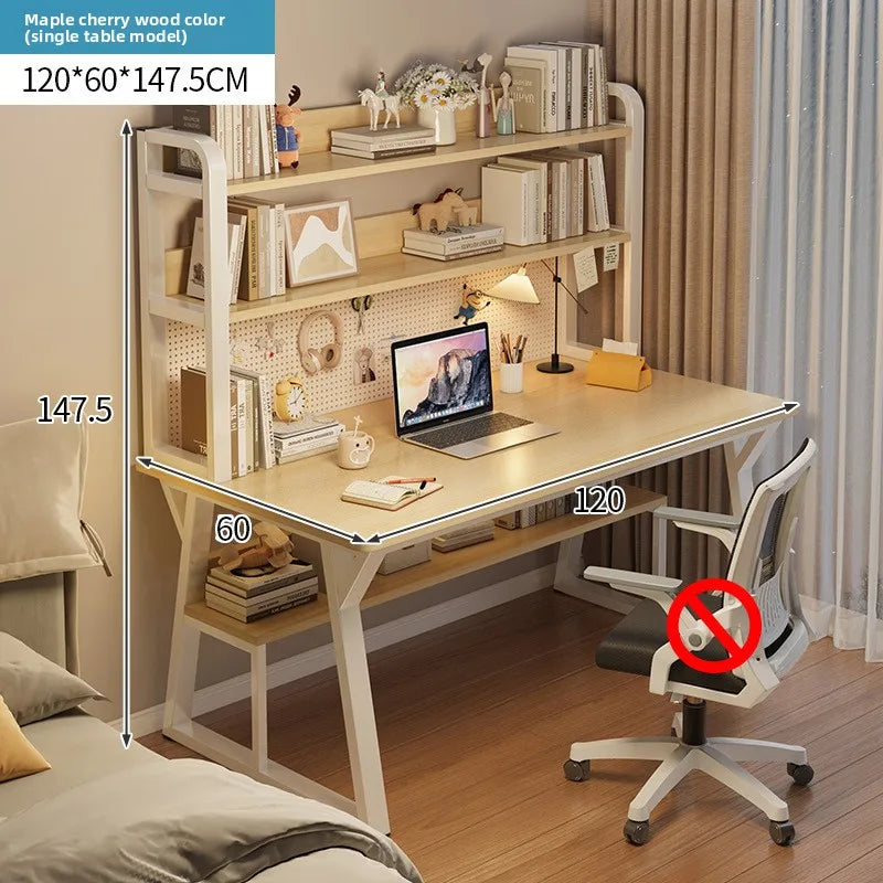 Computer Desk with Integrated Bookshelf — Simple Wood Writing Desk for Small Apartments, Multiple Sizes & Finishes