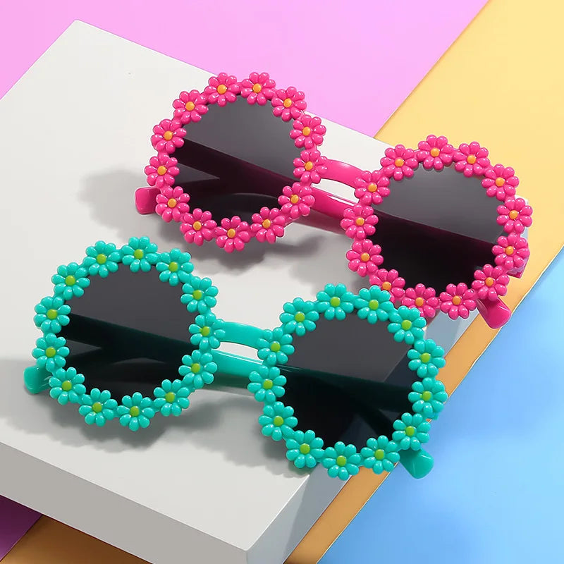 Kids Round Flower Daisy Sunglasses | Cute UV Protection Outdoor Party Shades for Children