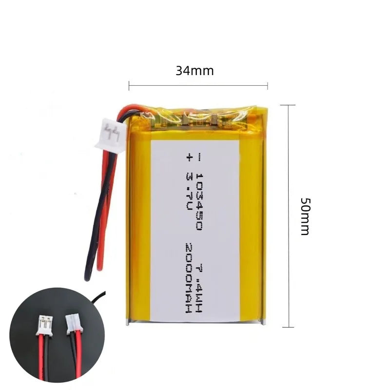 103450 3.7V 2000mAh Polymer Lithium Rechargeable Battery – JST PH 2.0mm 2-Pin for Camera GPS MP5 Bluetooth Headset