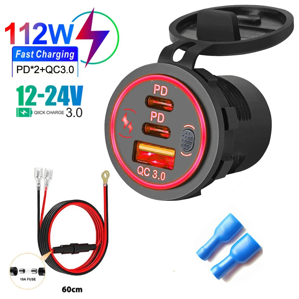 78W Fast Car Charger — PD3.0 & QC3.0 Dual USB-C