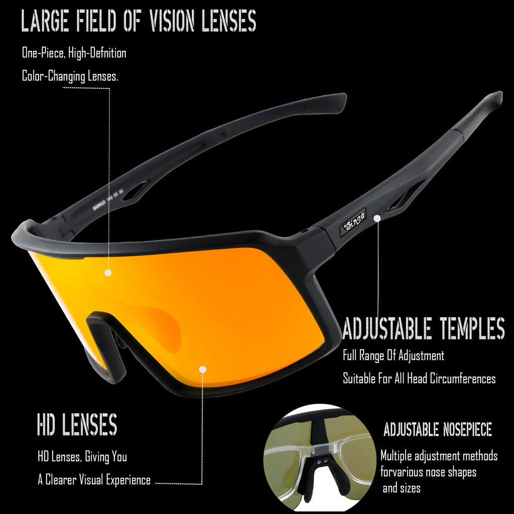Singa Photochromic Cycling Sunglasses | UV400 Running Bicycle Outdoor Sports Eyewear
