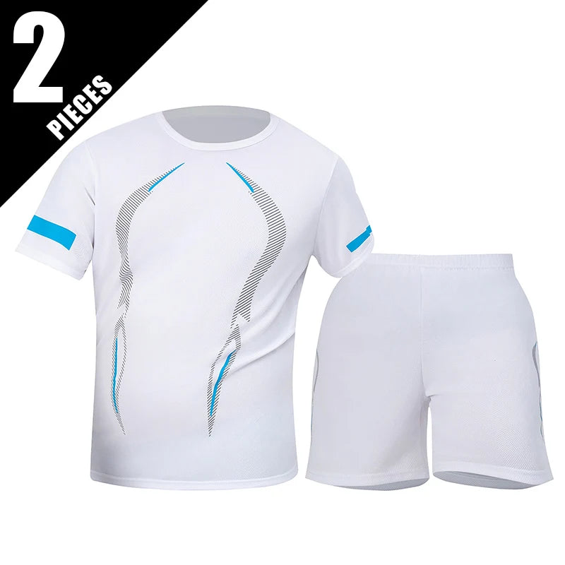 Men's Quick-Dry Short Sleeve & Shorts Set – Plus Size Leisure Running Fitness 2–6 Piece