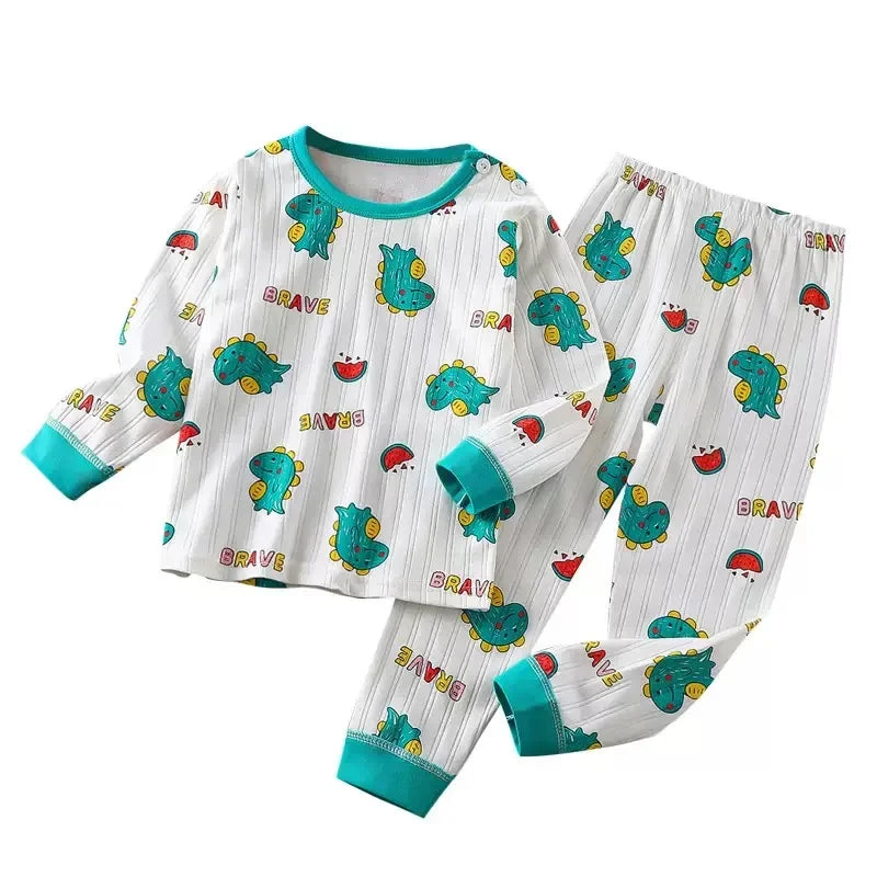 Kids' Long Sleeve Cartoon Pajamas | Lightweight Comfortable Fabric Sleepwear Outfit