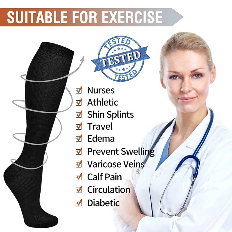 Women's Medical Compression Socks 20-30mmHg – 5 Pairs Varicose Veins, Diabetes, Nurse & Sports Running