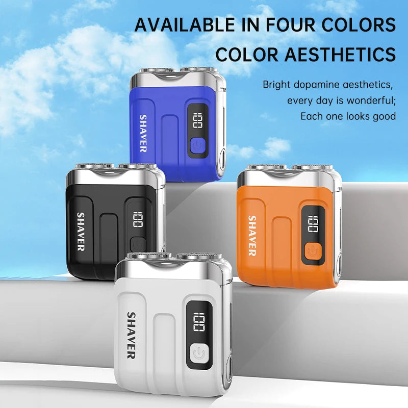 Mini Electric Smart Shaver – Digital Display, Dual Blade Rechargeable Beard Trimmer for Home & Car