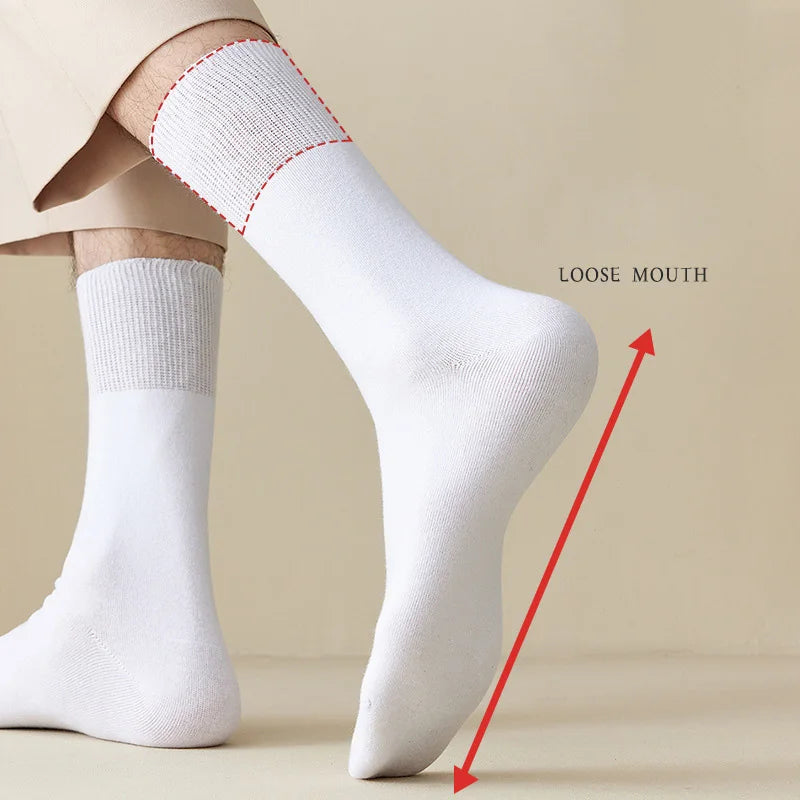 Plus Size Diabetic Varicose Vein Socks – 3 Pairs Cotton Loose Mouth EU 35-50 Men & Women