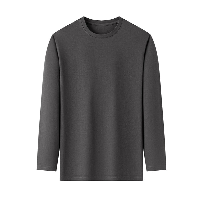 Men's Solid Color Round Neck Cotton Long Sleeve Tee — Everyday Essential
