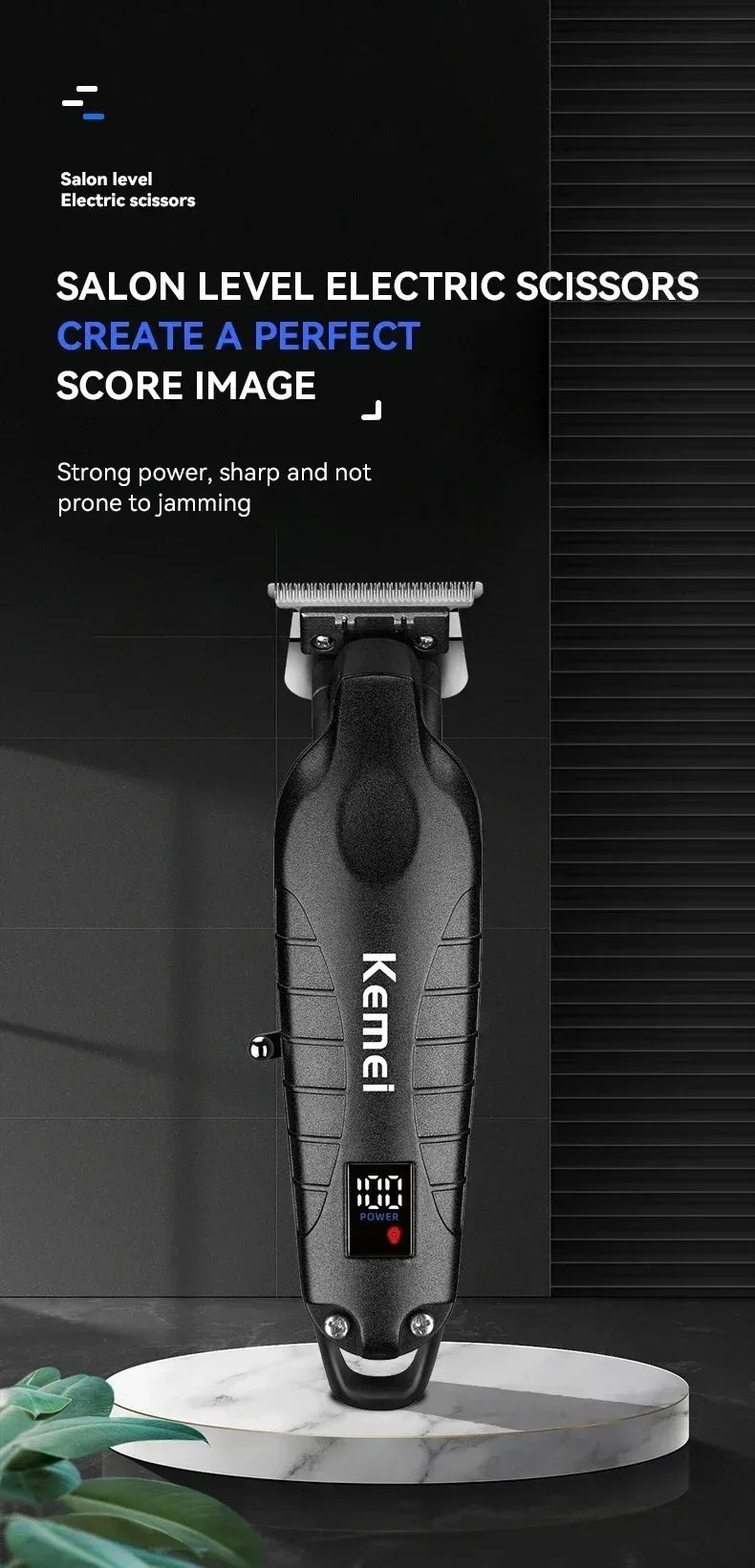 Kemei Professional Hair Clipper & Beard Trimmer – LCD Display, Wet/Dry, USB Fast Charge