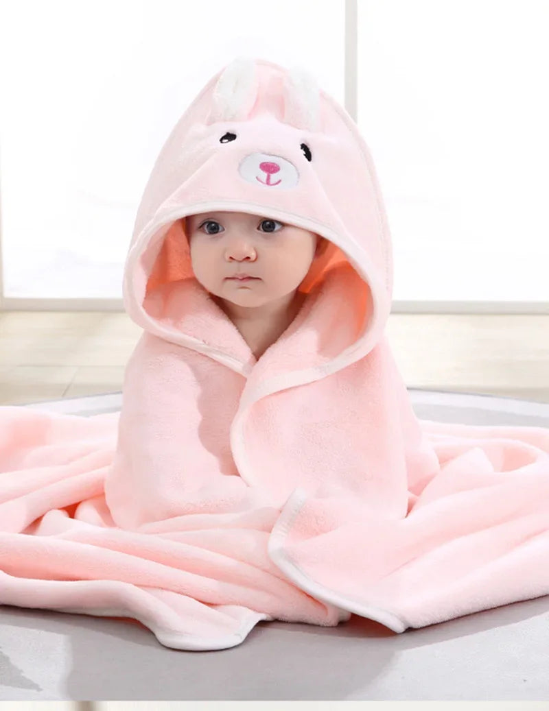 Cartoon Animal Hooded Baby Bath Towel – Soft Newborn Bathrobe & Swaddle Wrap for Boys & Girls