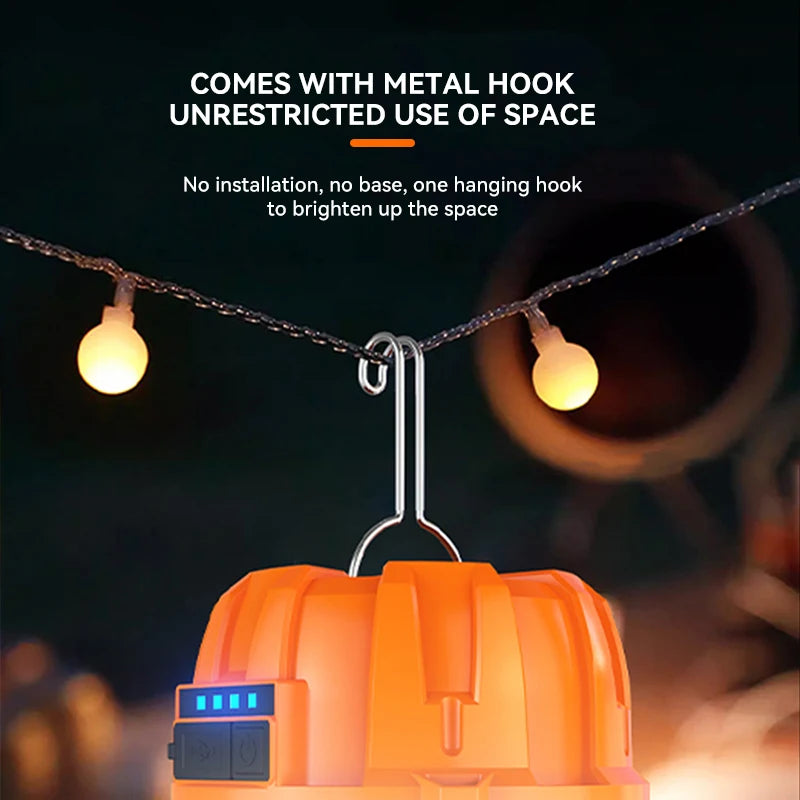 LONGRIVER LED Camping Lantern – USB Rechargeable, Power Bank, 4-Mode, 8–48hr Runtime, IPX4 Outdoor Light