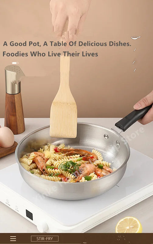 Stainless Steel Wok – Uncoated 24cm & 26cm Frying Pan