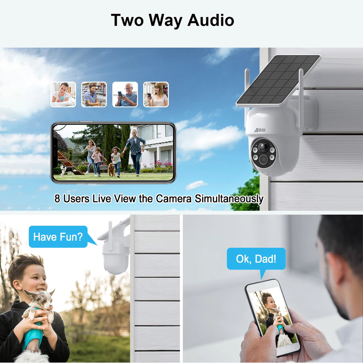 ANRAN Solar Wi-Fi Security Camera with Motion Alerts