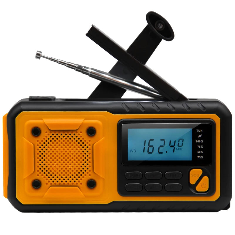 Emergency Hand Crank Solar Radio – 5000mAh AM/FM/NOAA Weather Alert, 4-Way Powered Digital Display