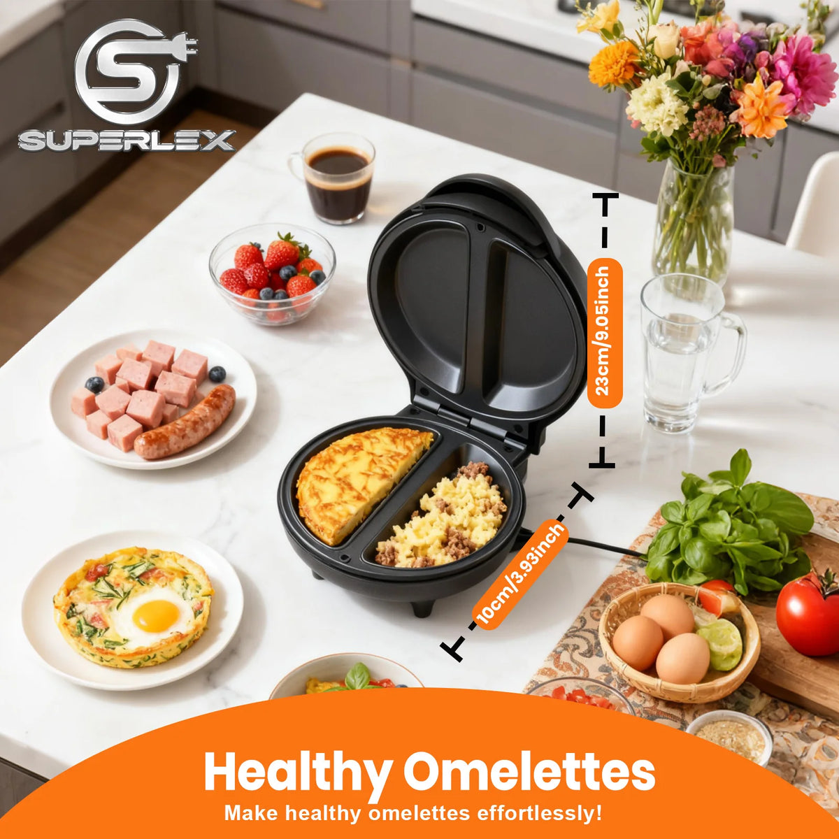 SUPERLEX 750W Electric Omelette & Bread Maker – Non-Stick, Multi-Function with Smart Light Indicator