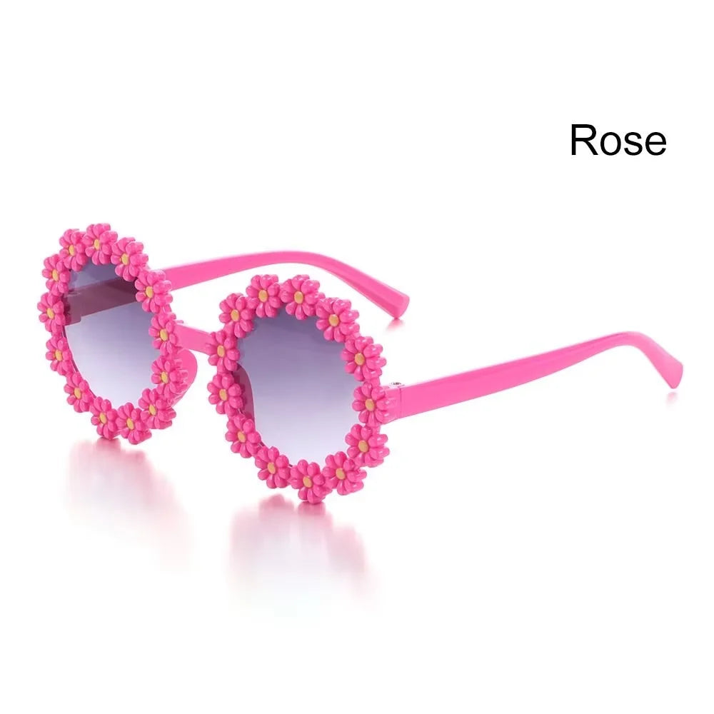 Kids Round Flower Daisy Sunglasses | Cute UV Protection Outdoor Party Shades for Children