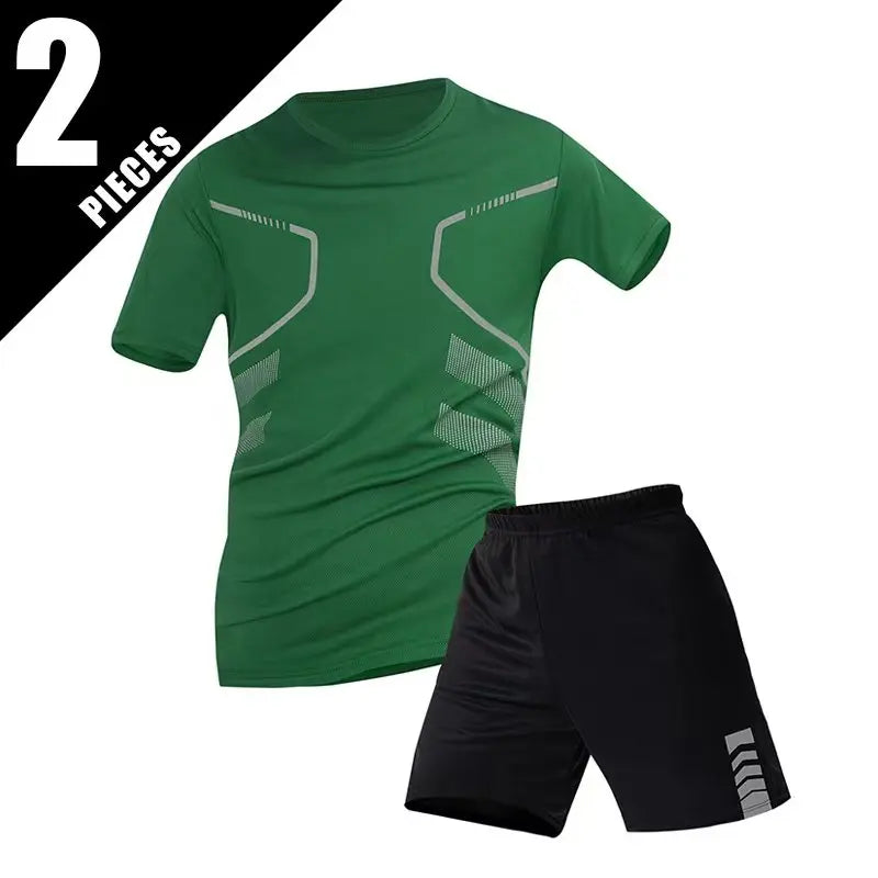 Men's Quick-Dry Short Sleeve & Shorts Set – Plus Size Leisure Running Fitness 2–6 Piece