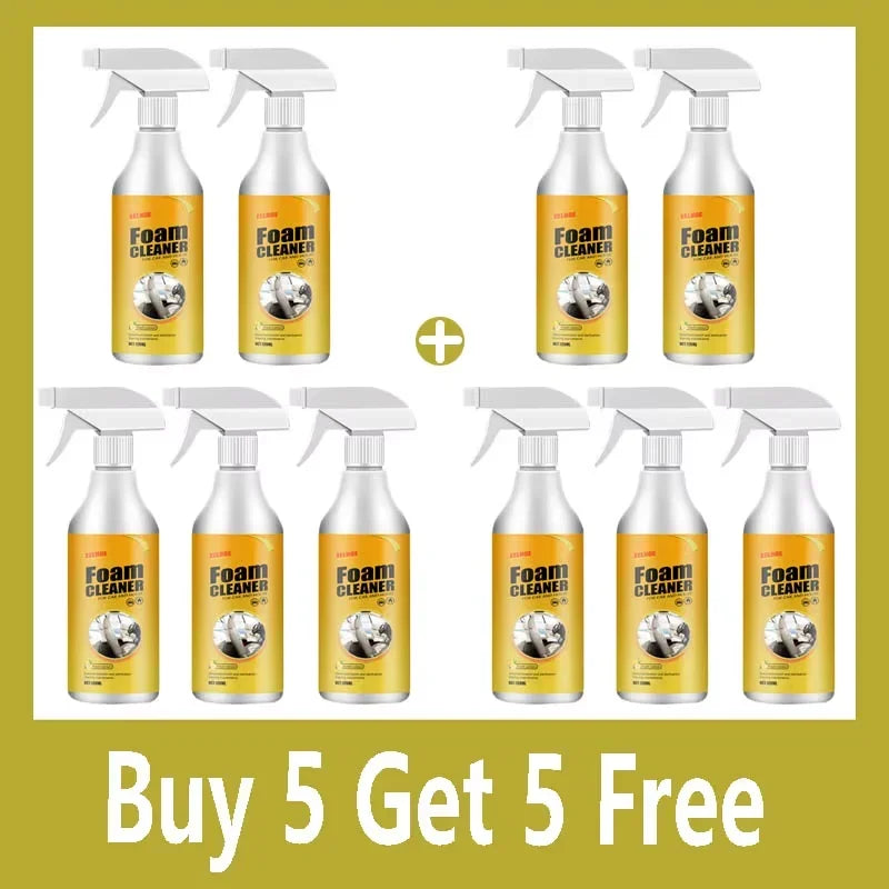 Deep Clean Without the Mess — Multifunctional Car Upholstery Cleaner | 120ml Foam Spray, Waterless Wash, pH Neutral, Stain Removal, 1/3/5/10pcs