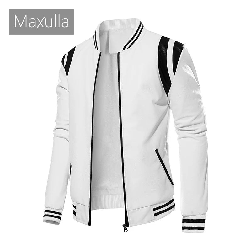 Men's Patchwork Faux Leather Jacket – Cotton Lined