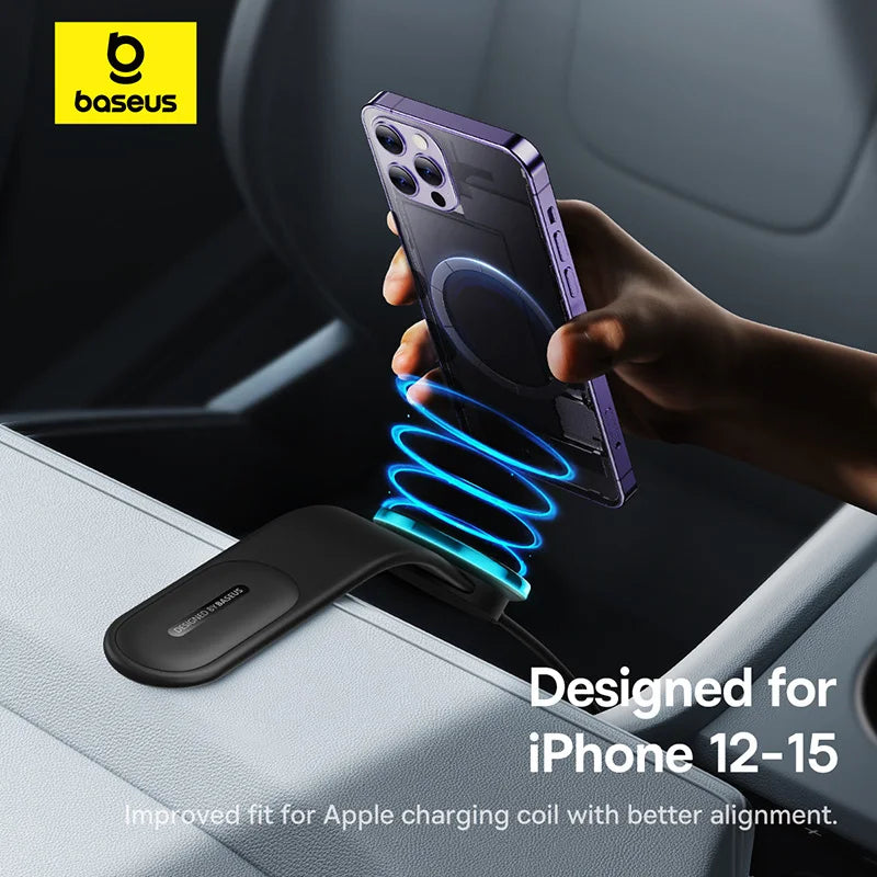 Baseus 15W Magnetic Wireless Car Charger Phone Holder – MagSafe Mount for iPhone 13–17