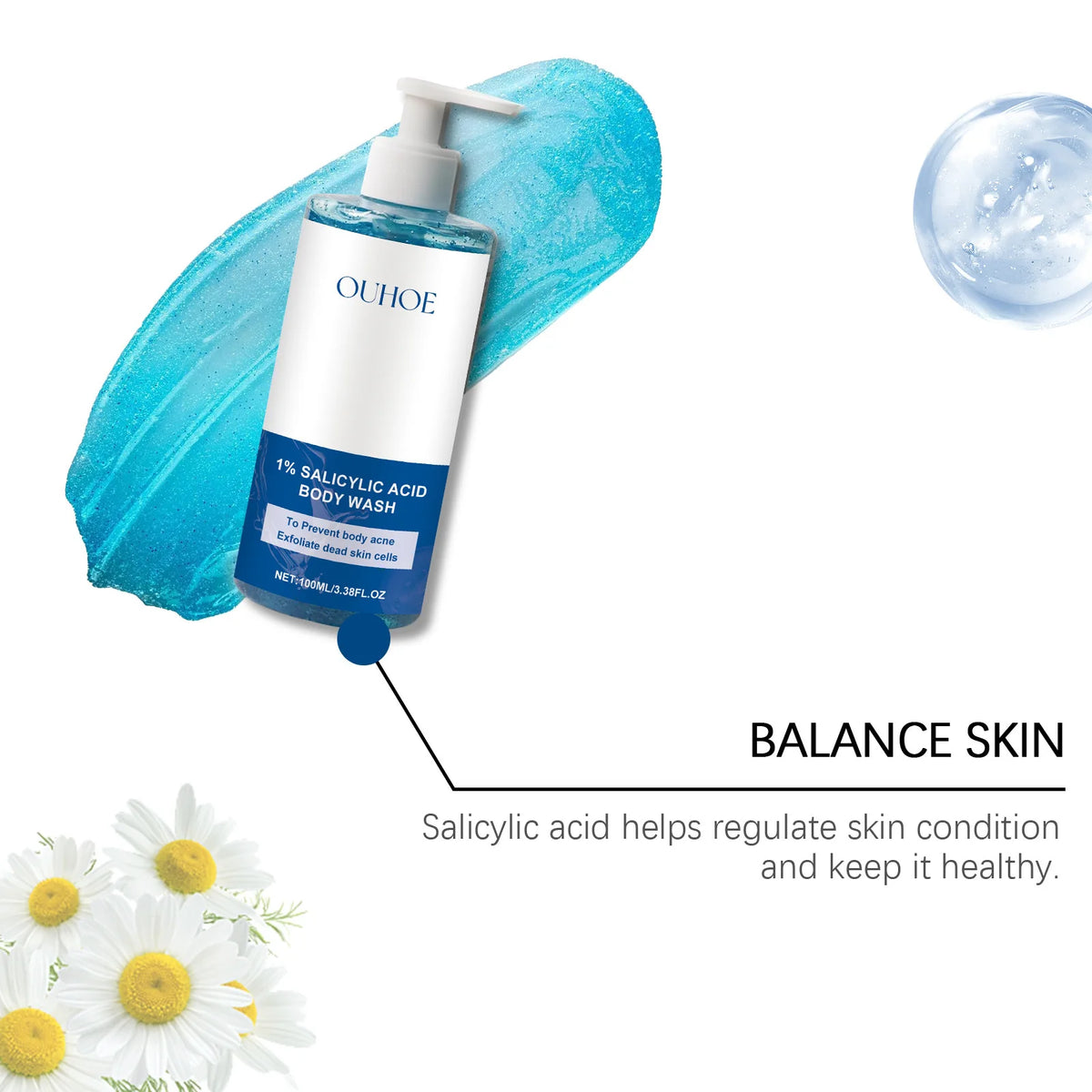 Salicylic Acid Body Wash – Acne, Pore & Brightening Shower Gel, Moisturizing, 100ml–400ml