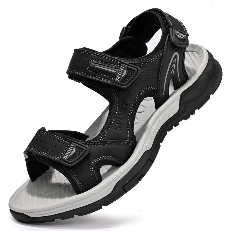 Men's Casual Leather Beach Sandals – Lightweight Gladiator Style