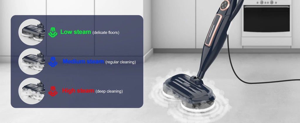 Devoac VM6 Steam Mop Cleaner — 10-in-1, 1300W, Rotating Spin Pad, 3 Steam Modes