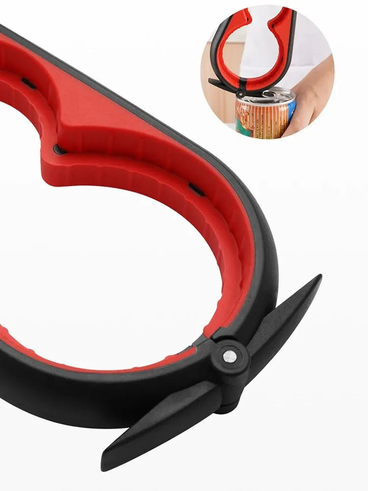 4-in-1 Multifunctional Can & Bottle Opener – Anti-Slip Ergonomic Cap Twister, PP+TPR, Black & Green