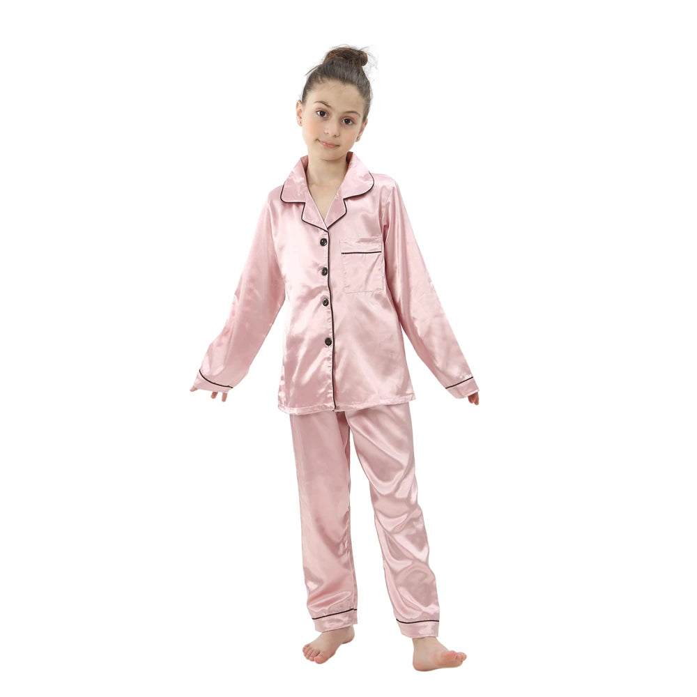 Kids' Ice Silk Pajamas Set | Summer Thin Short Sleeve Shorts 2-Piece Boys & Girls Homewear
