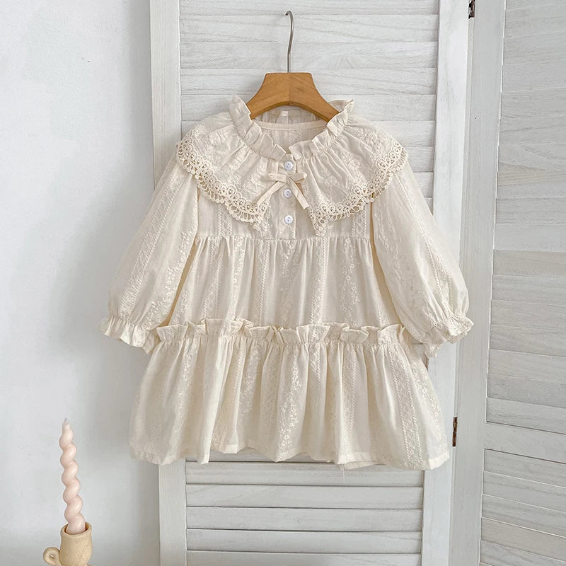 Ruffle Trim Lace Collar Baby Girls Dress — Sweet Princess Party Dress