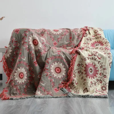Bohemia Sofa Cover Muslin Gauze Tassel Decorative Bed Throw Blankets Quilt Home Adults Children Comfoter Bedspreads On The Bed