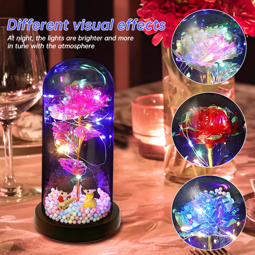 Light-Up Eternal Rose in Acrylic Dome — Gift
