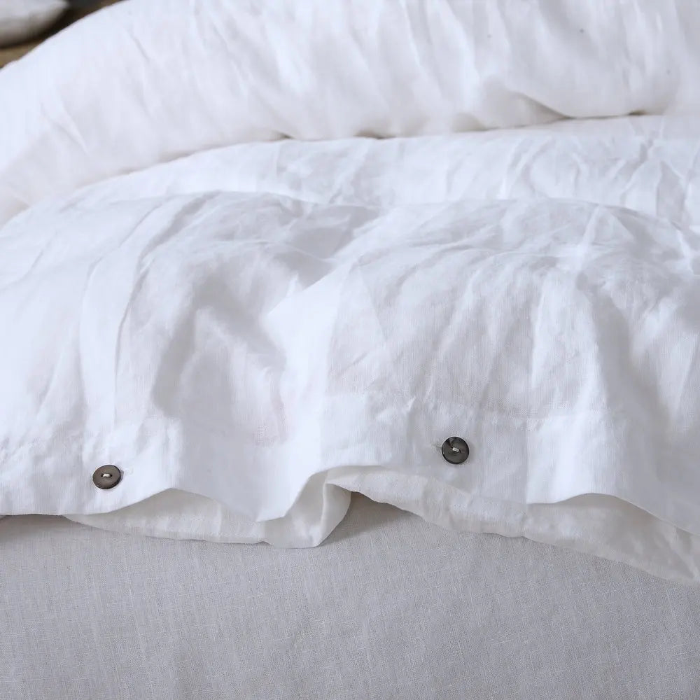 100% French Linen Duvet Cover – Natural Soft Quilt Cover, Queen & King, Breathable Bedding