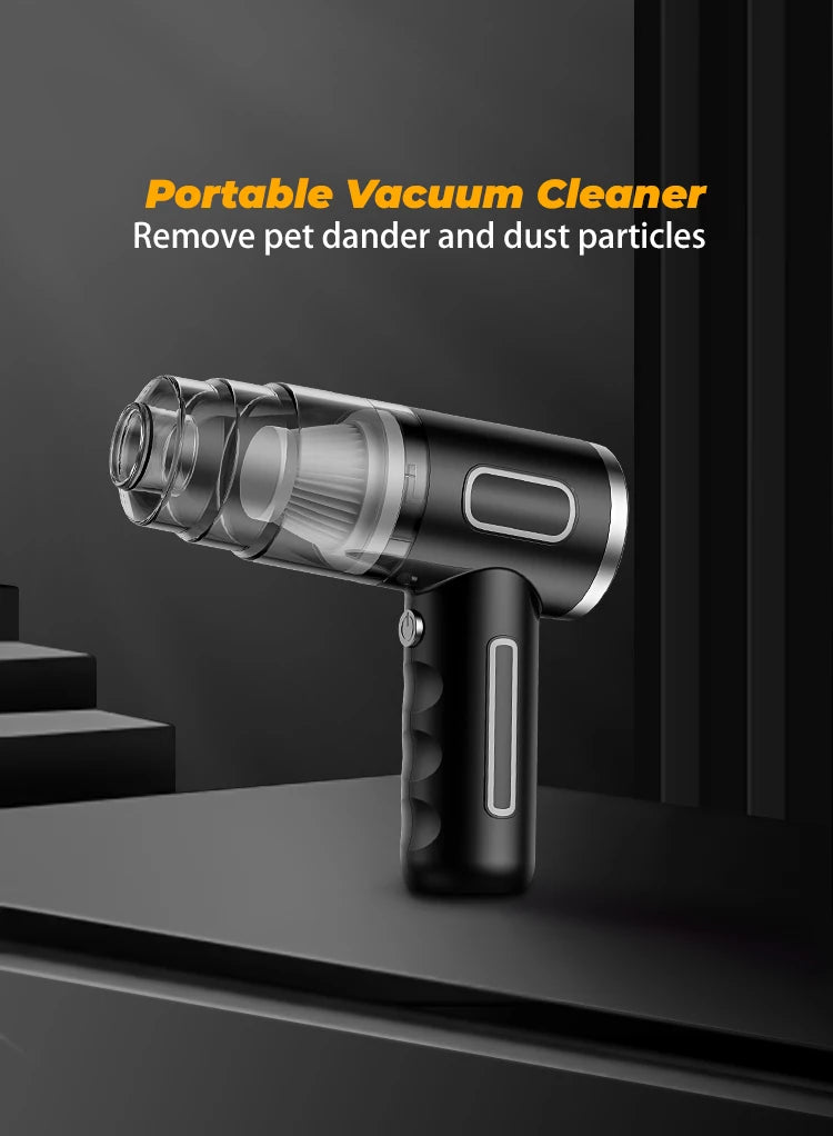 ABS Portable Wireless Car Vacuum Cleaner — Powerful Mini Cleaning Machine for Home, Carpet & Car