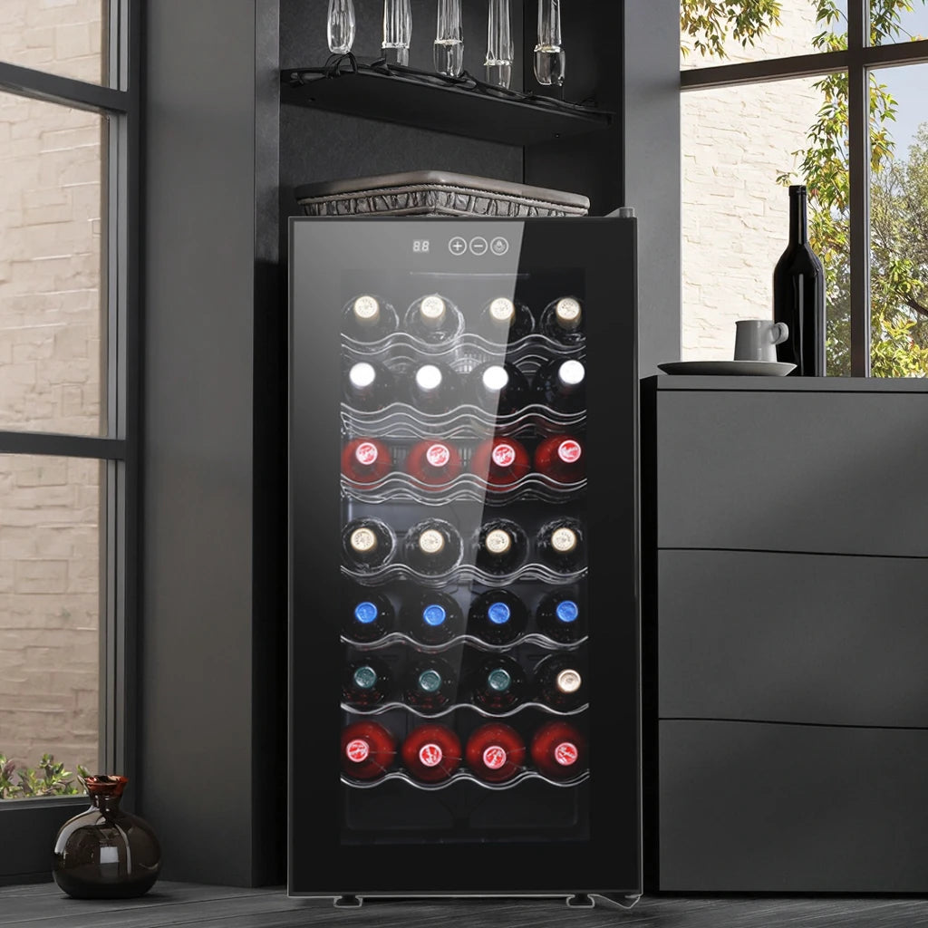 78L Freestanding Wine Cooler Fridge — 32-Bottle Stainless Steel Wine Cabinet for Household & Hotel Use