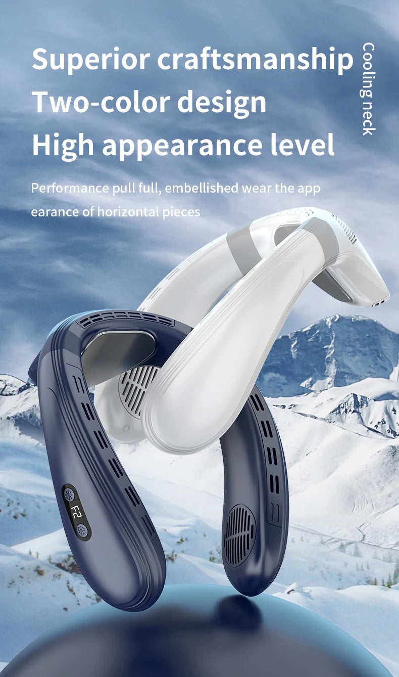 Portable Neck Fan 5200mAh — Rechargeable Semiconductor Cooling Wearable Neck Air Conditioner