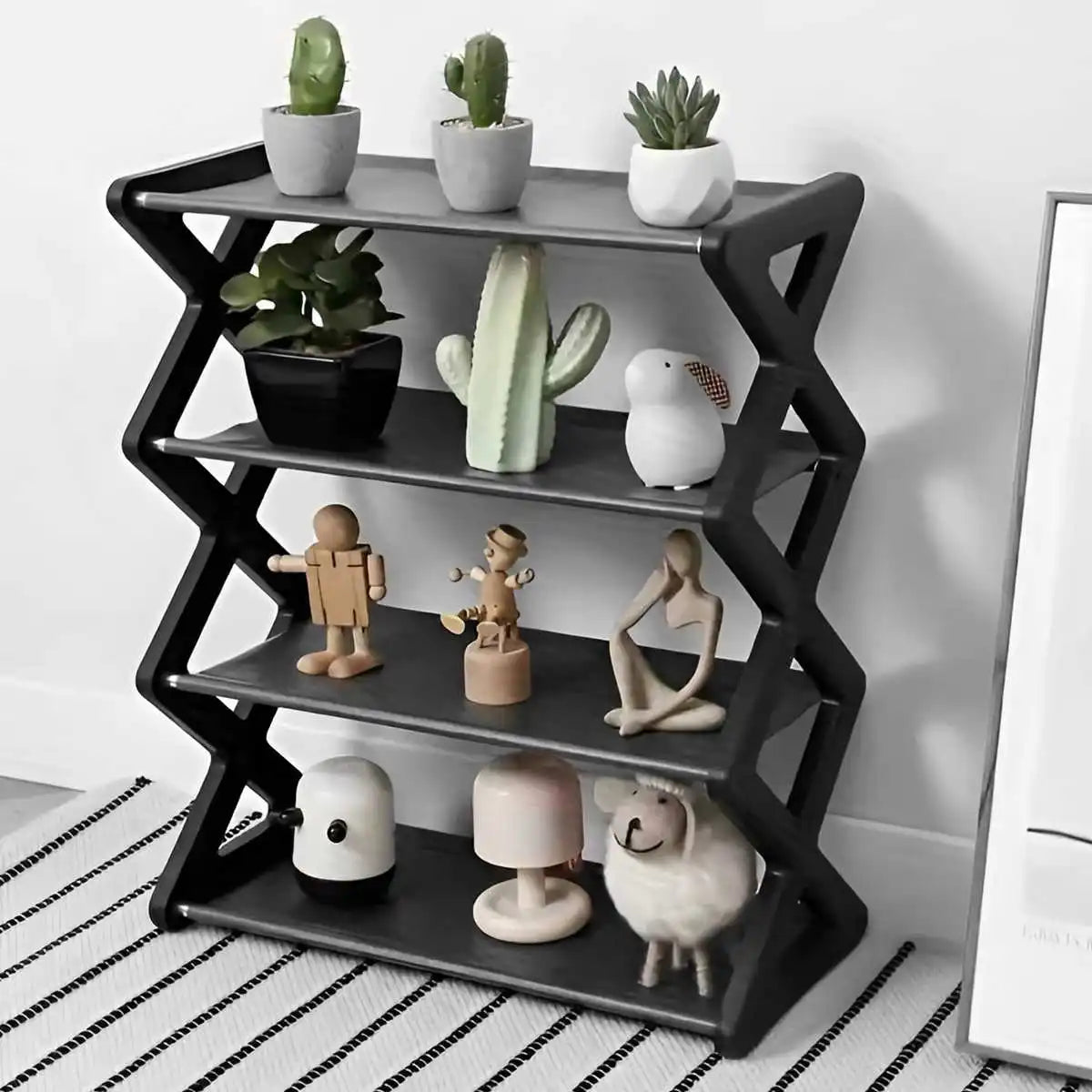 4-Tier X-Type Dustproof Shoe Storage Rack — Foldable Steel Organizer for Entryways, Bedrooms & Dorms