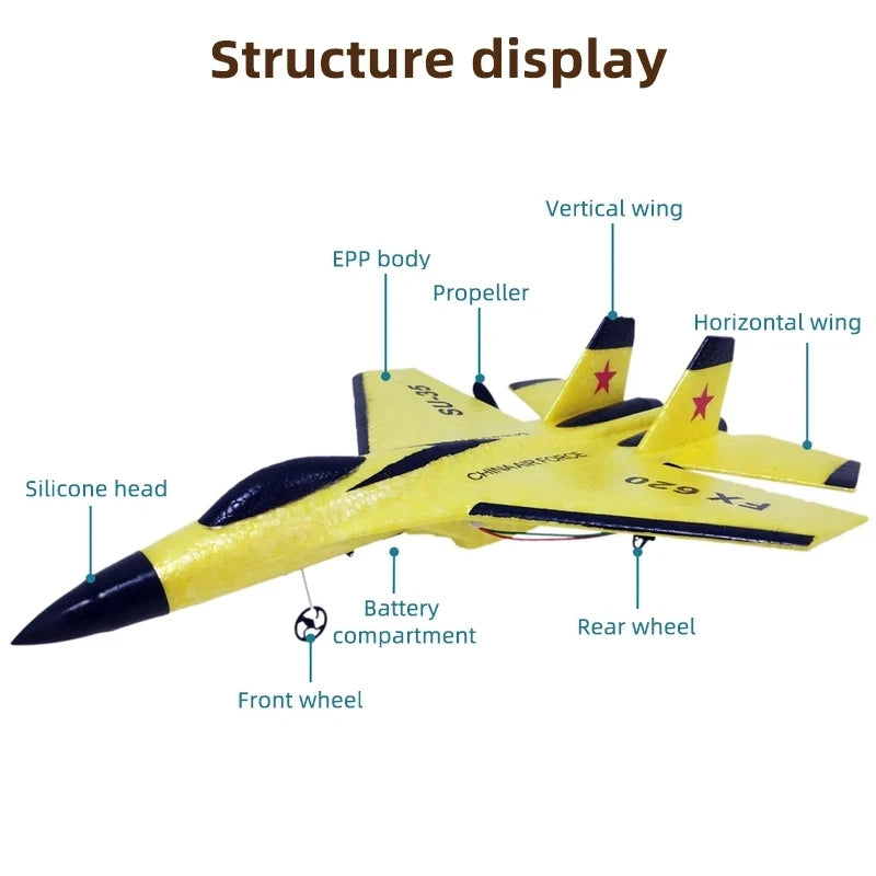 SU35 RC Glider Airplane – 2.4G Remote Control Fighter Plane with LED Lights for Kids