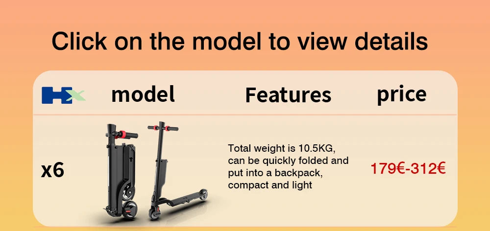 HX X6 Foldable Electric Scooter — 350W, 25 km/h, 36V, 5.5" Tires, Disc Brake, IPX54 for Adults
